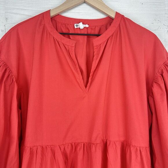 EVEREVE Sundry The Anywhere Babydoll Dress M Red Tiered Balloon Sleeves Cottage - Picture 4 of 16